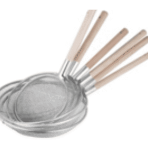 wooden round handle oil strainer